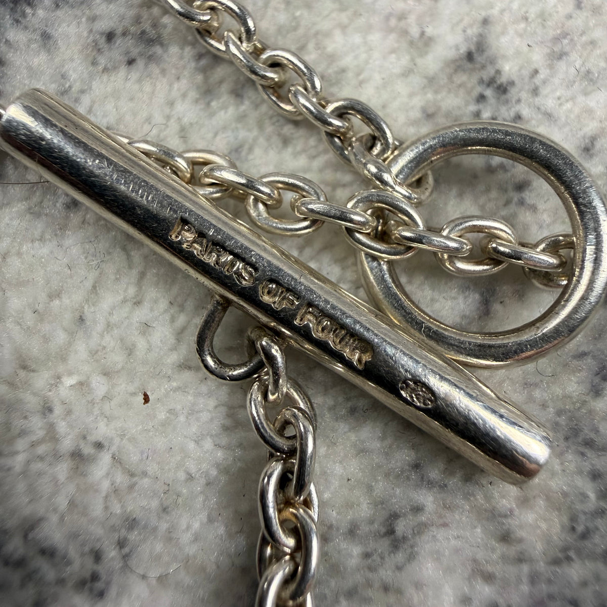 Parts of Four Polished Sterling Silver Long Plate Necklace