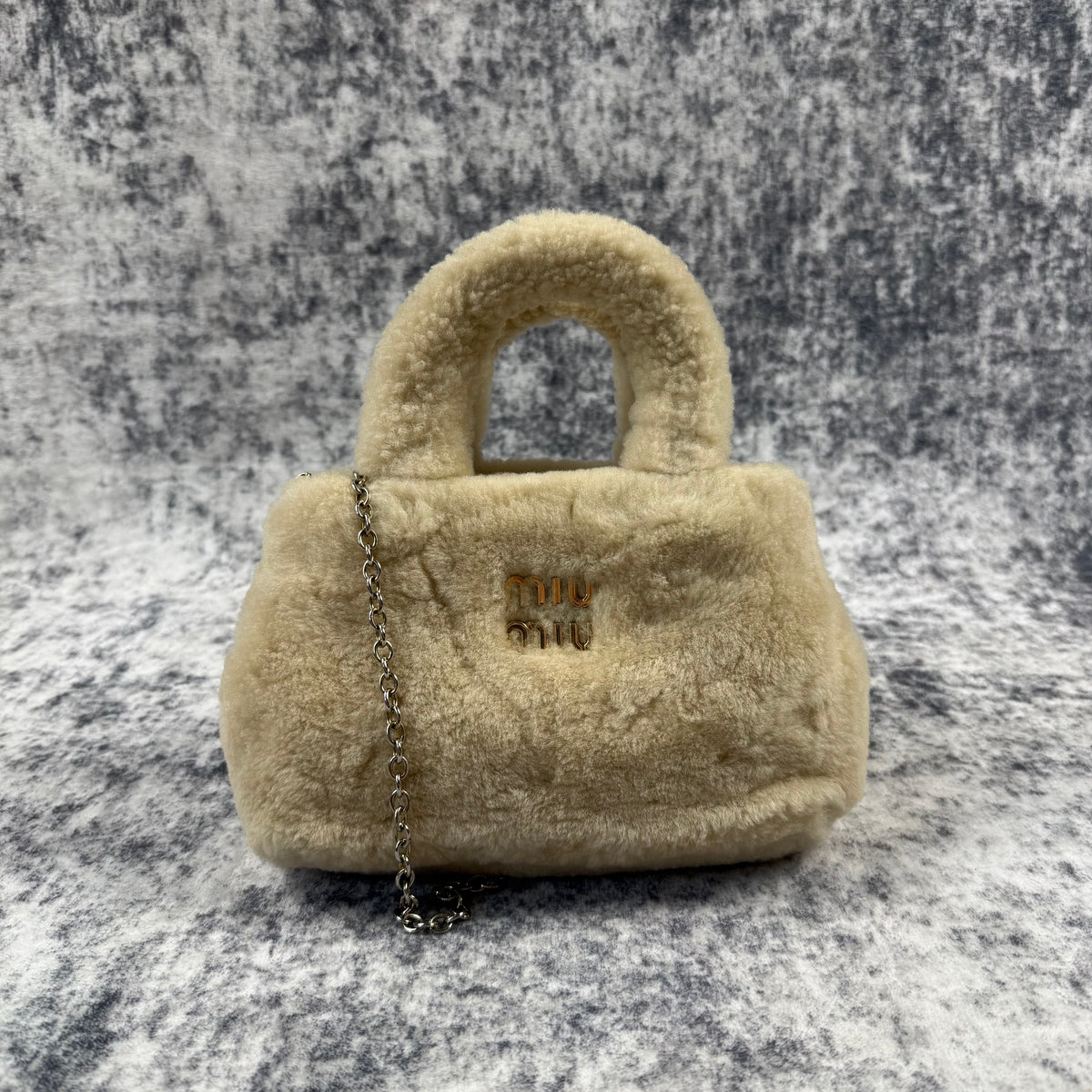 Miu Miu Cream Shearling Fur Handbag