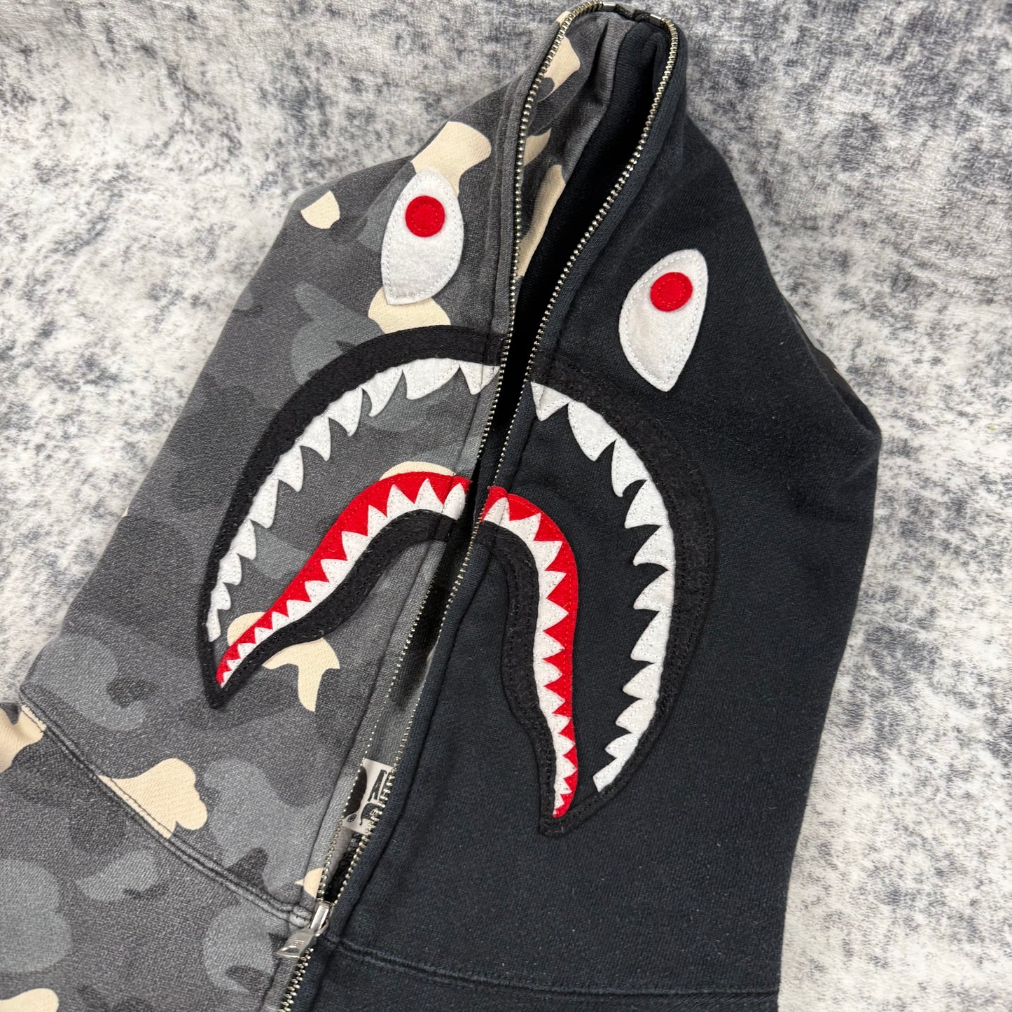 BAPE Shark Full Zip Hoodie ‘Glow in the Dark Camo Split Black’