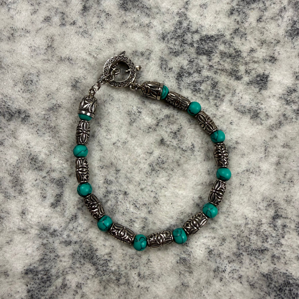 Clocks + Colours 925 Sterling Silver Turquoise Beaded Bracelet