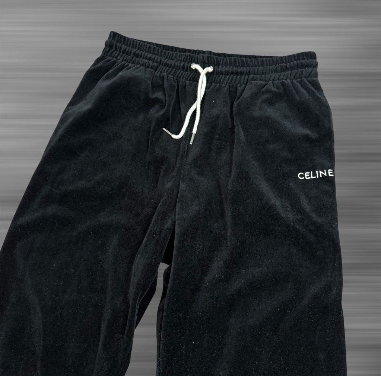 Celine Straight Leg Track ‘Black’ Velvet Pants