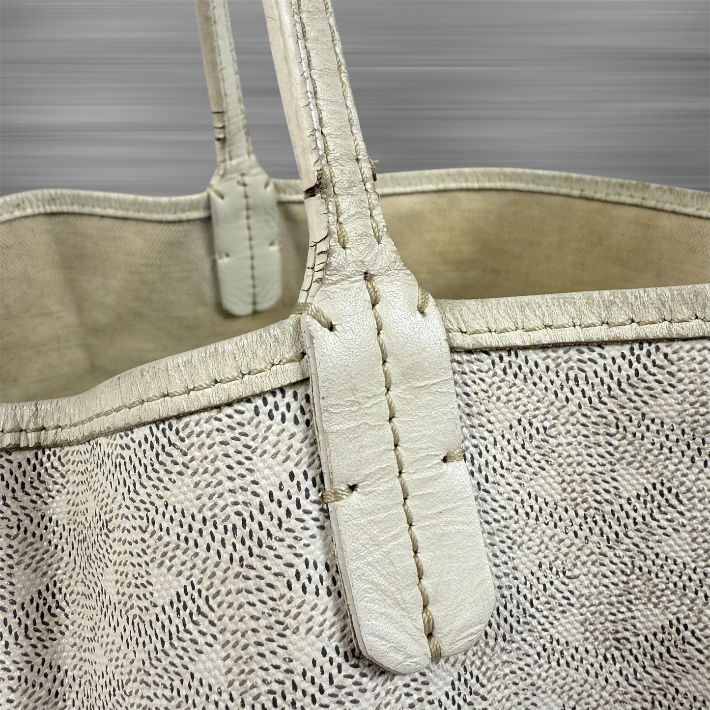 Goyard St. Louis PM Tote Bag Coated Canvas Leather White
