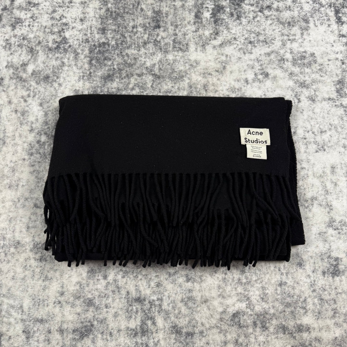 Acne Studios Virgin Wool Fringe Scarf Black