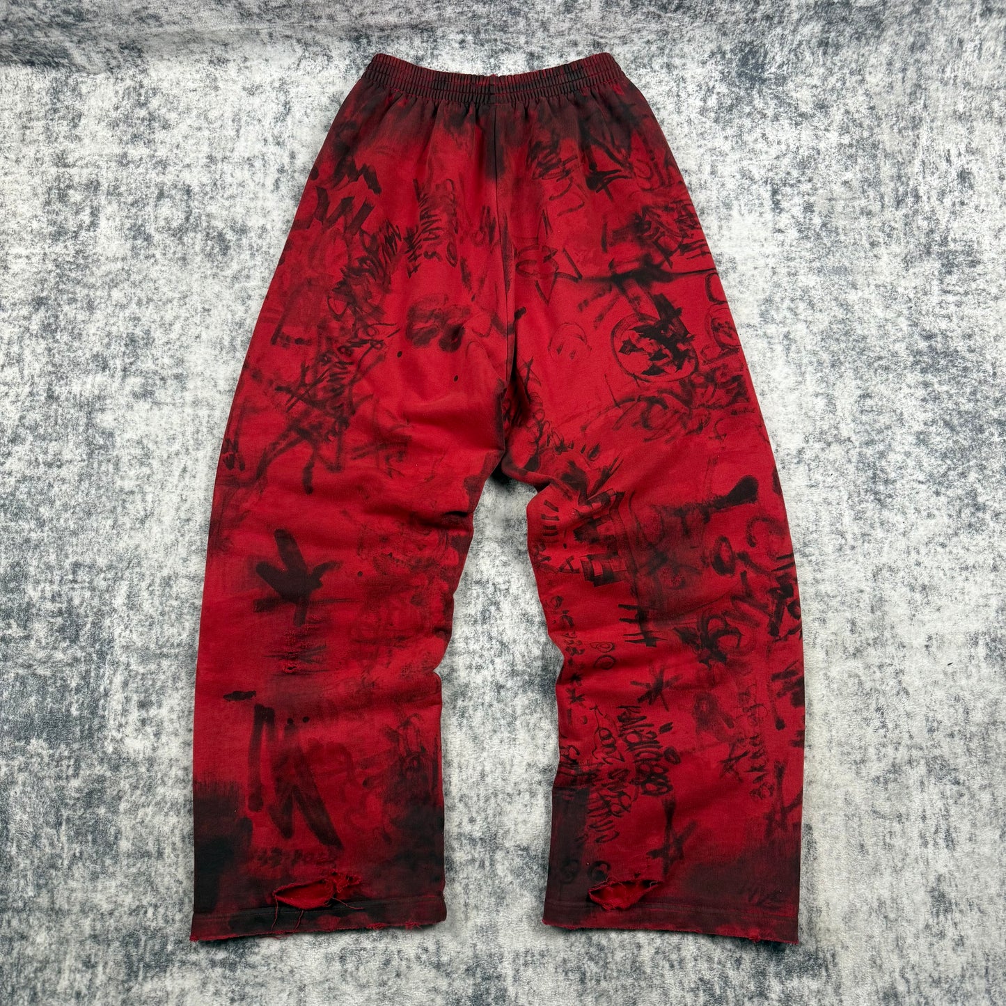 Balenciaga Sample Distressed Graffiti Print ‘Red’ Sweatpants