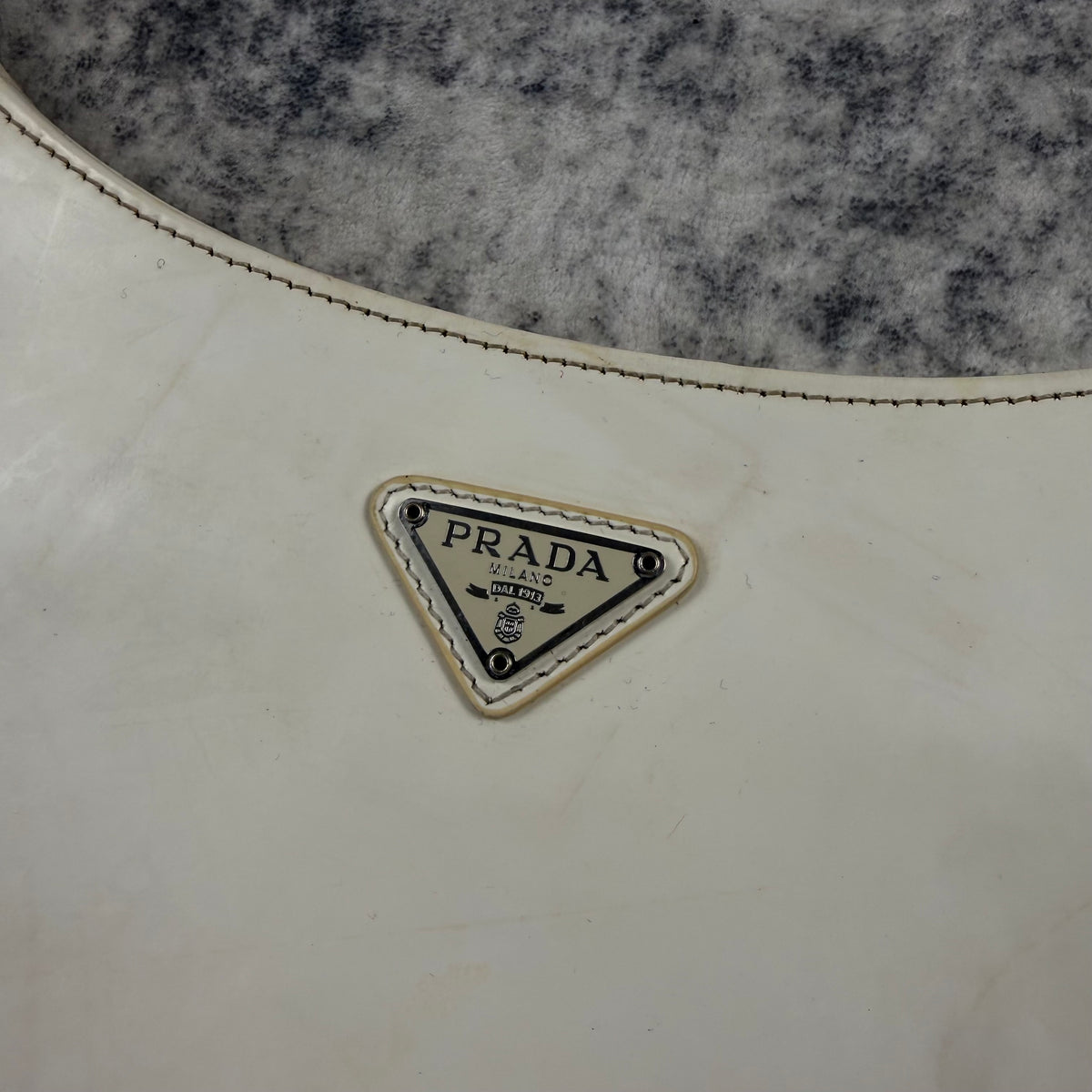 Prada Vintage White Leather Shoulder Bag