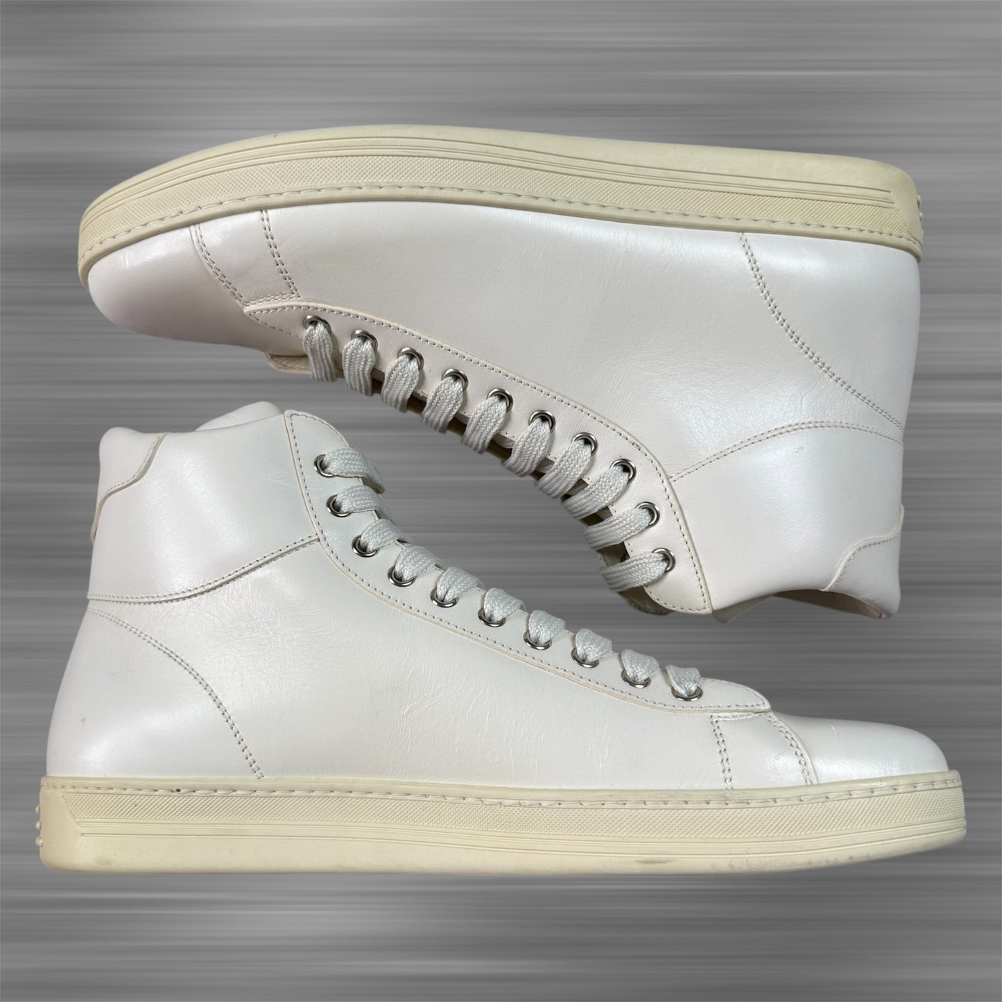 TOM FORD White Leather Russell High Top Shoes