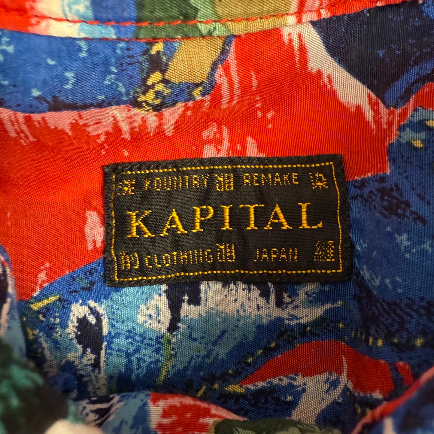 Kapital Aloha Hawaii Button Up Shirt Crash Denim Red