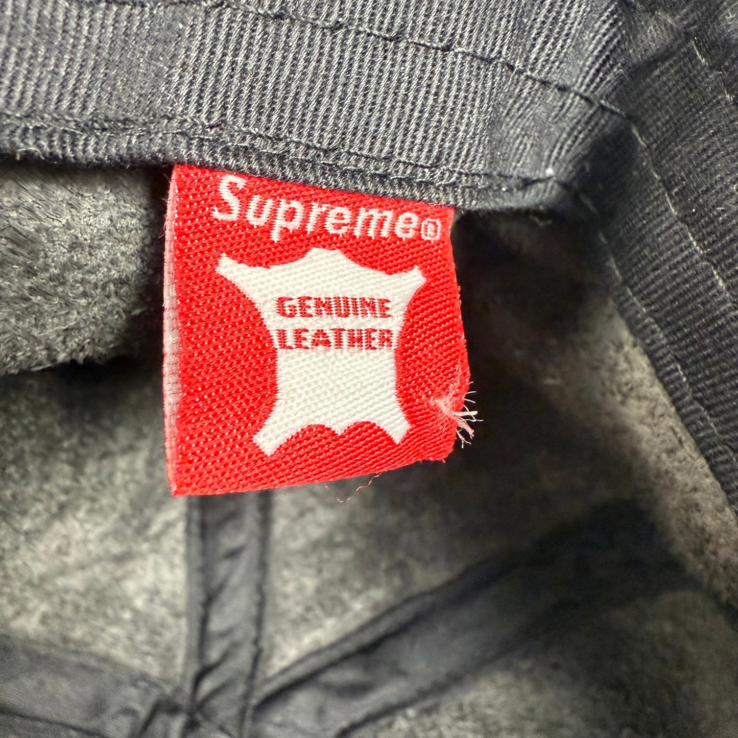 Supreme FW14 Leather Script Logo 6 Panel ‘Black’ Cap