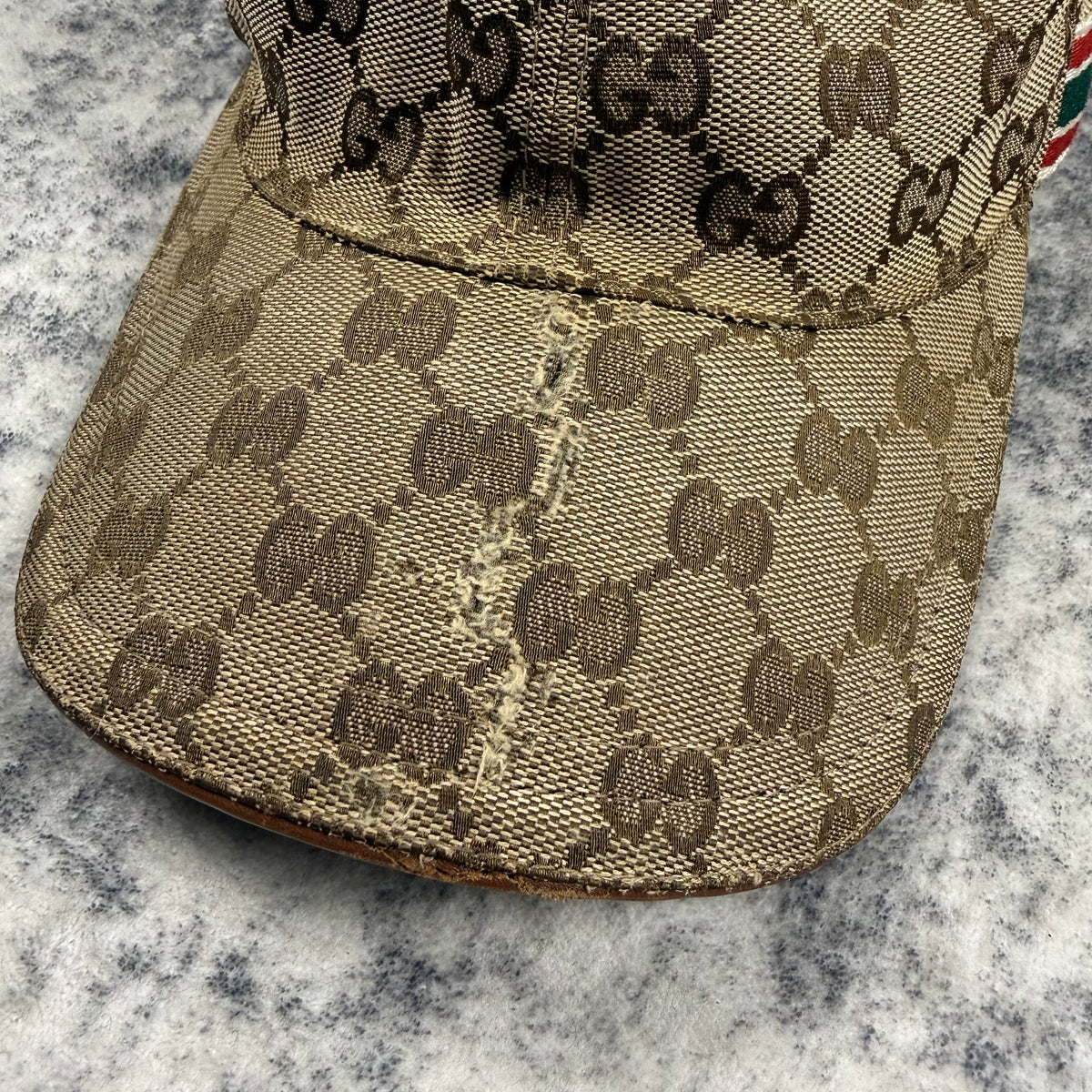 Gucci Vintage GG Monogram Web Stripe Baseball Cap