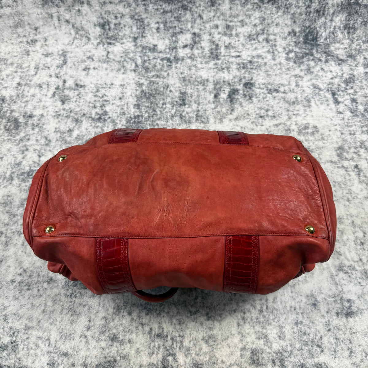 Balenciaga 2000s Whistle Red Leather Duffle Bag