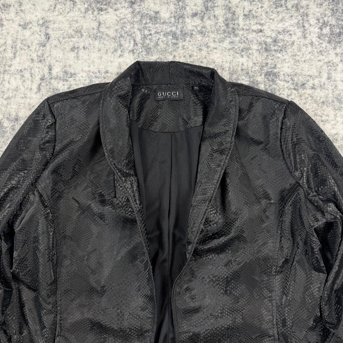 Gucci Vintage Black Snakeskin-Effect Textured Blazer