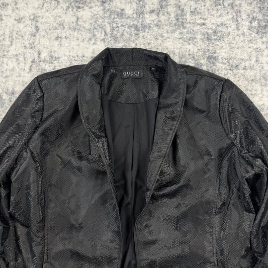 Gucci Vintage Black Snakeskin-Effect Textured Blazer