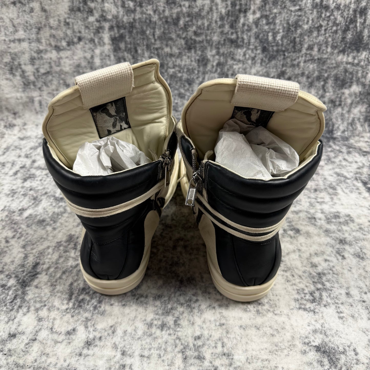 Rick Owens ‘Black/Milk’ Suede Geobaskets