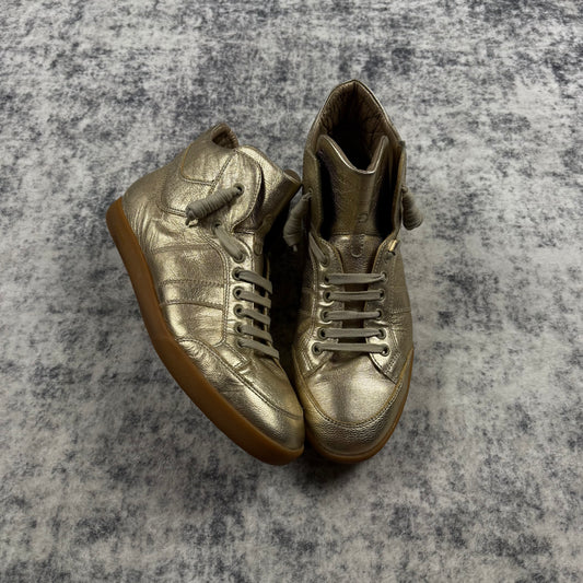 Dior Homme Hedi Slimane Era Metallic Gold Leather High Top Sneakers