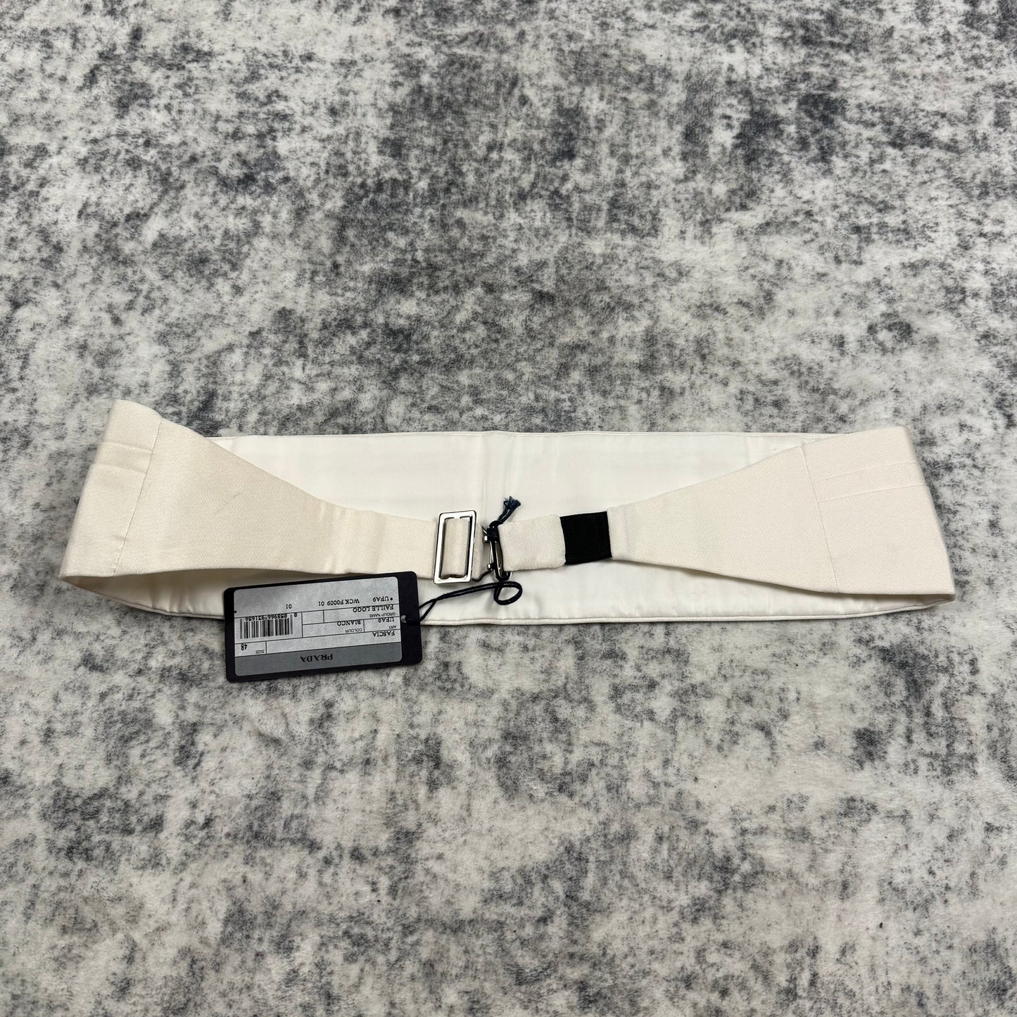 Prada White Elastic Logo Waist Belt