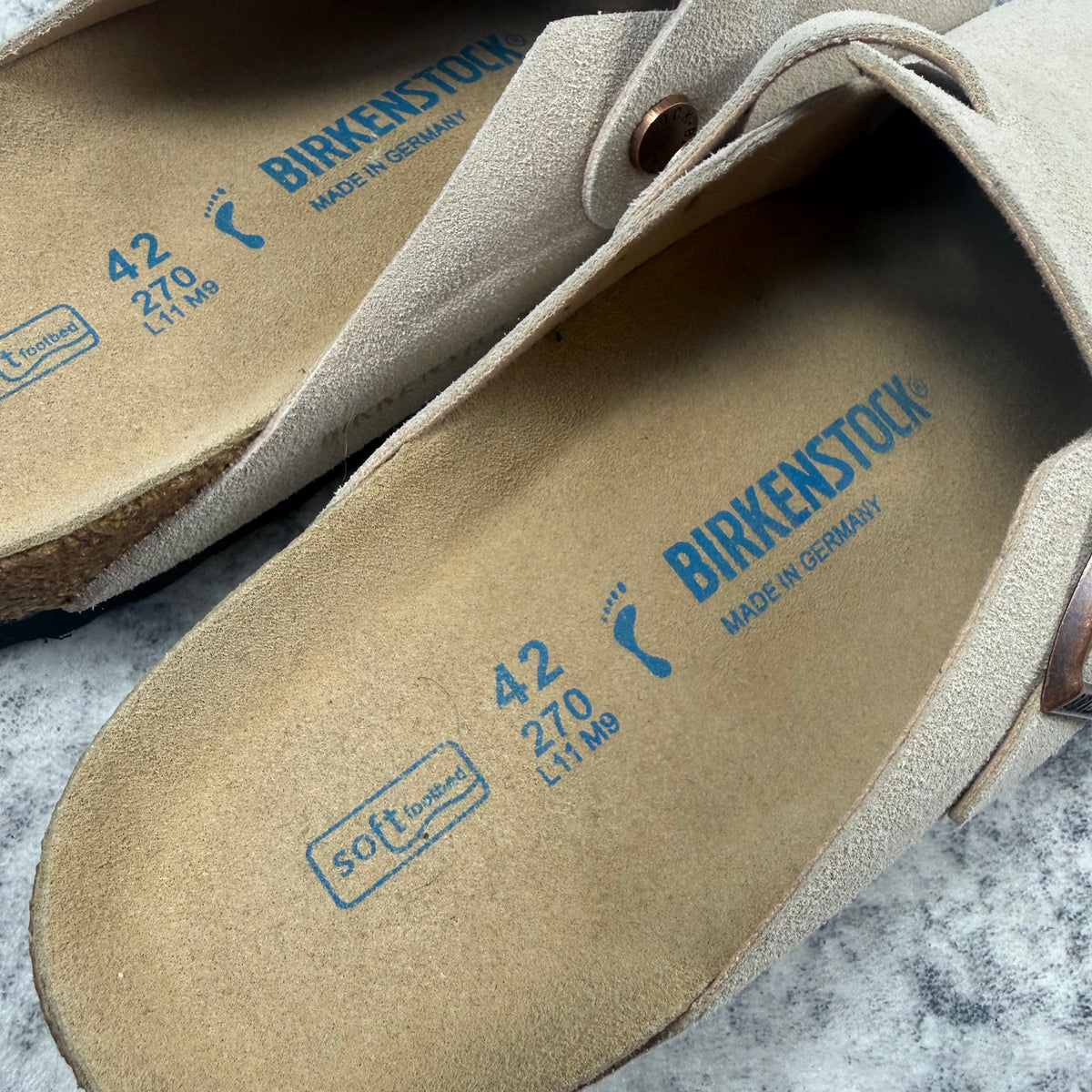 Birkenstock Boston Soft Footbed Suede Leather Taupe Clogs
