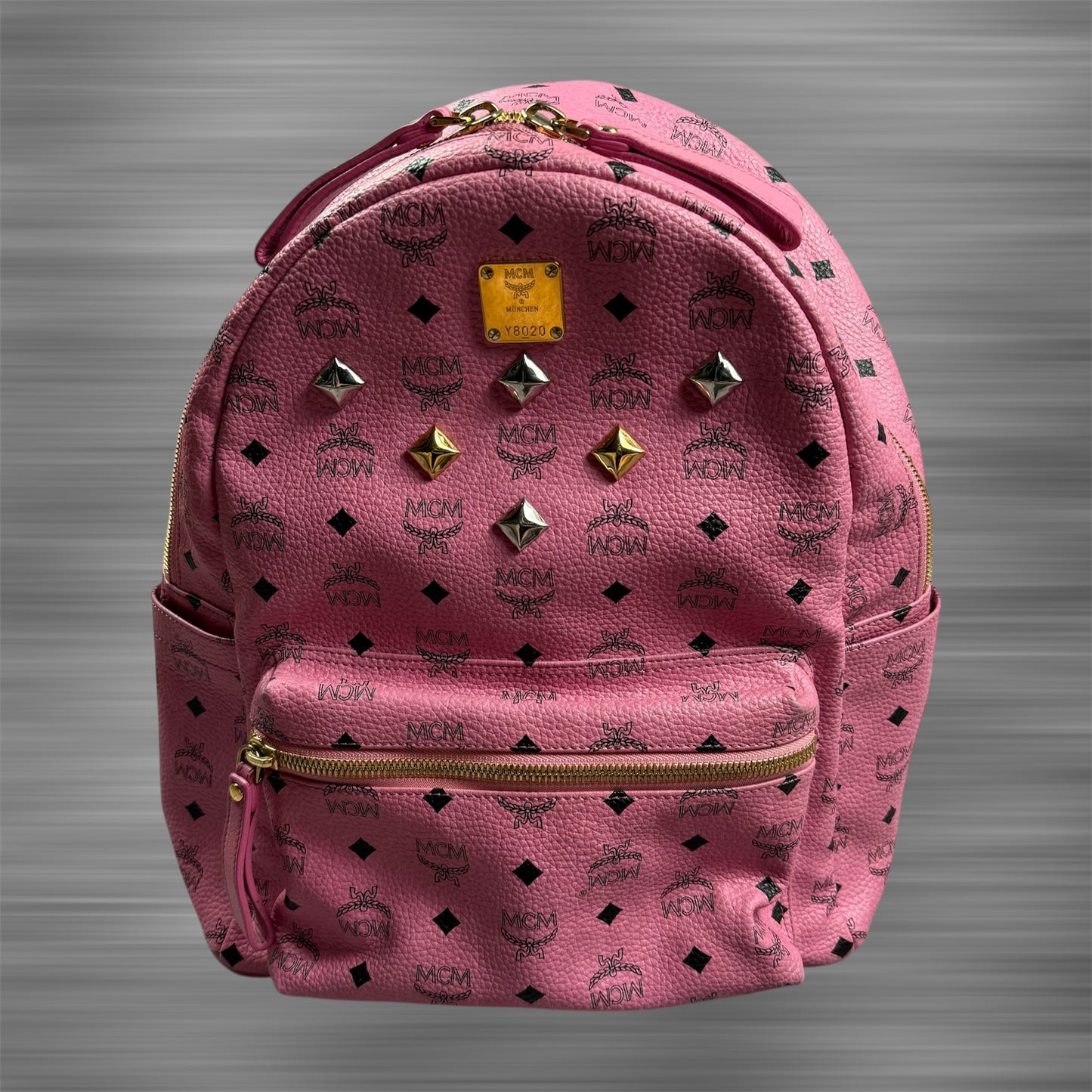 MCM Visetos ‘Pink’ Studs Backpack