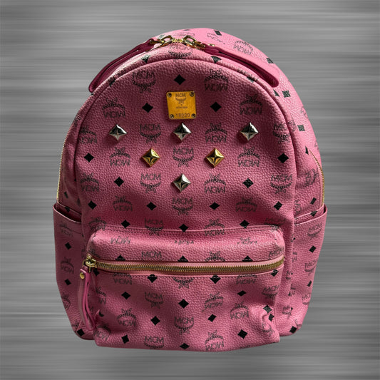 MCM Visetos ‘Pink’ Studs Backpack