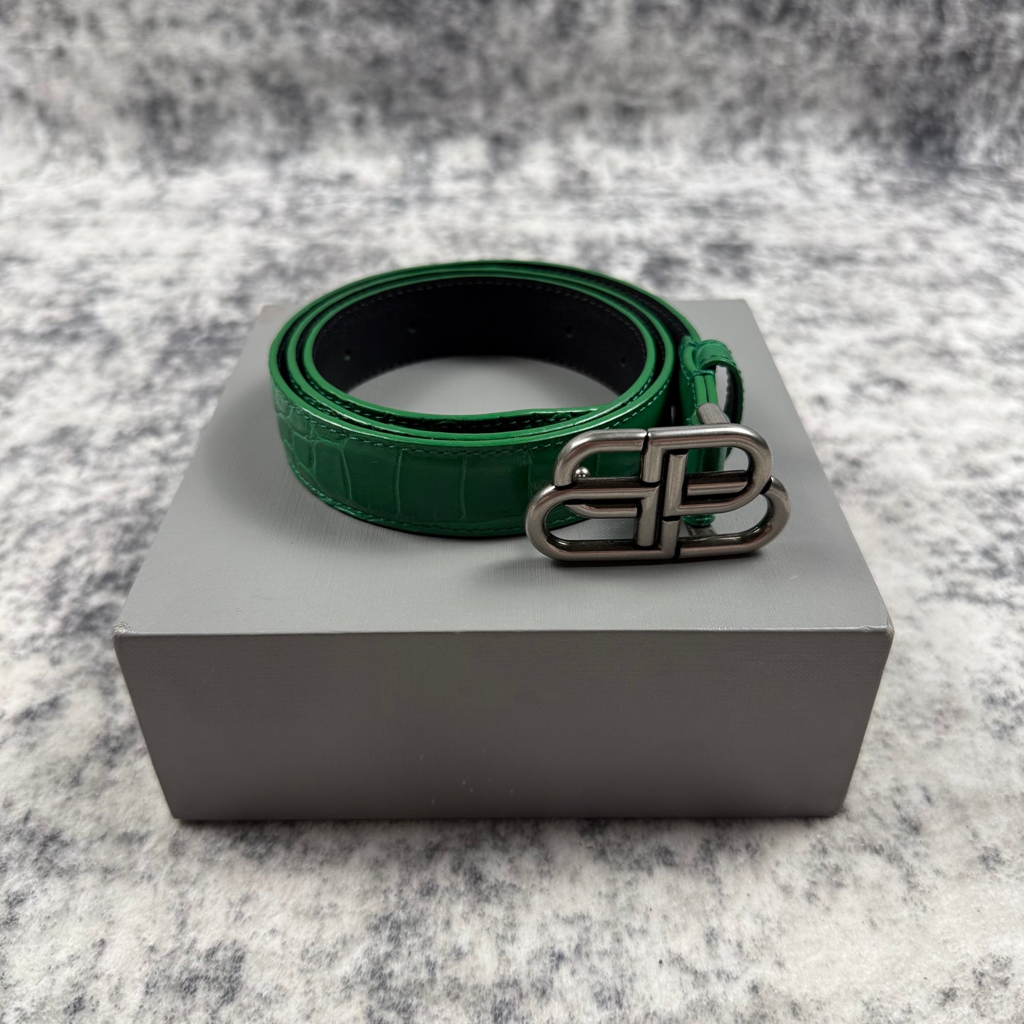 Balenciaga Croc Embossed BB Logo ‘Green’ Belt