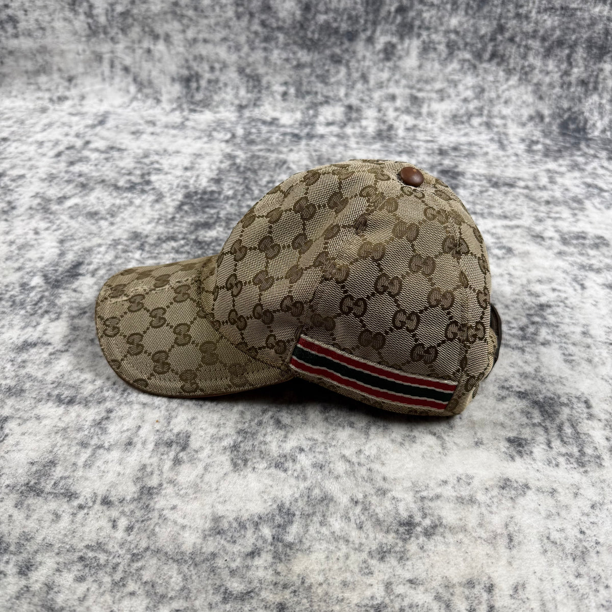 Gucci Vintage GG Monogram Web Stripe Baseball Cap