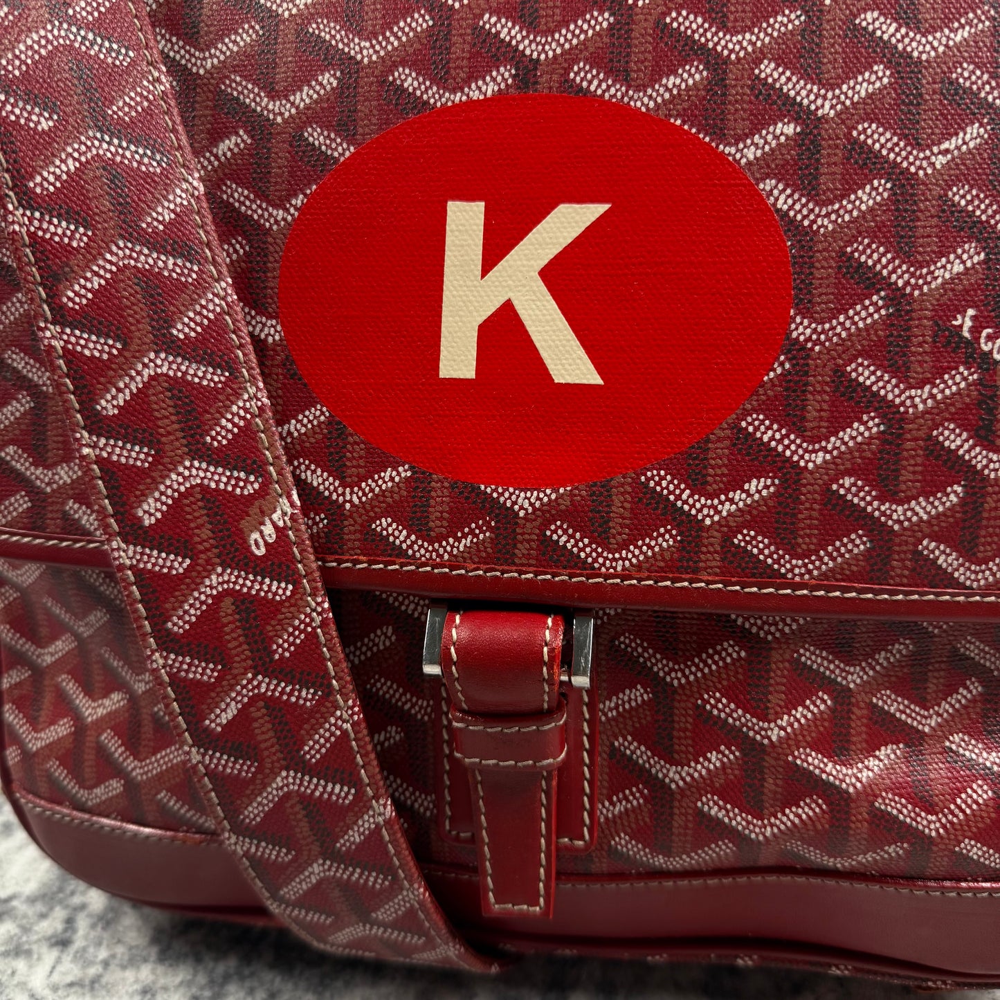 Goyard Grand Bleu MM Personalized “K” Crossbody Messenger Bag