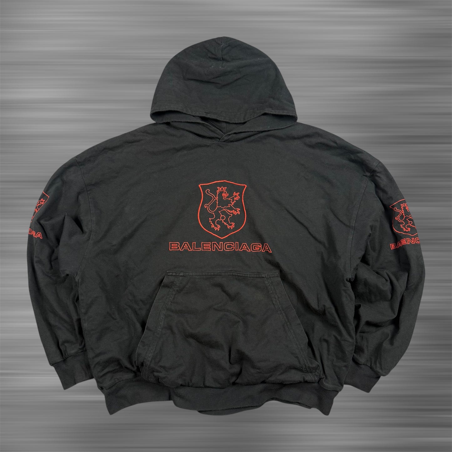 Balenciaga Lion Club Lined Embroidered Logo Hoodie
