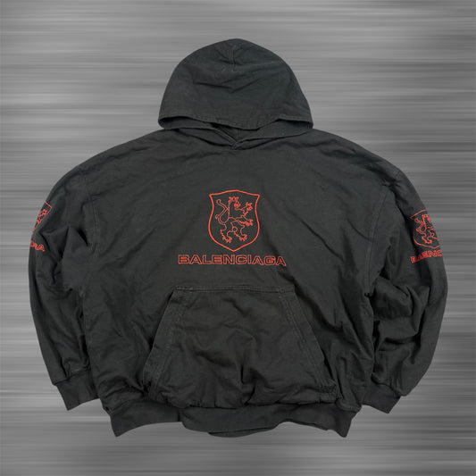 Balenciaga Lion Club Lined Embroidered Logo Hoodie