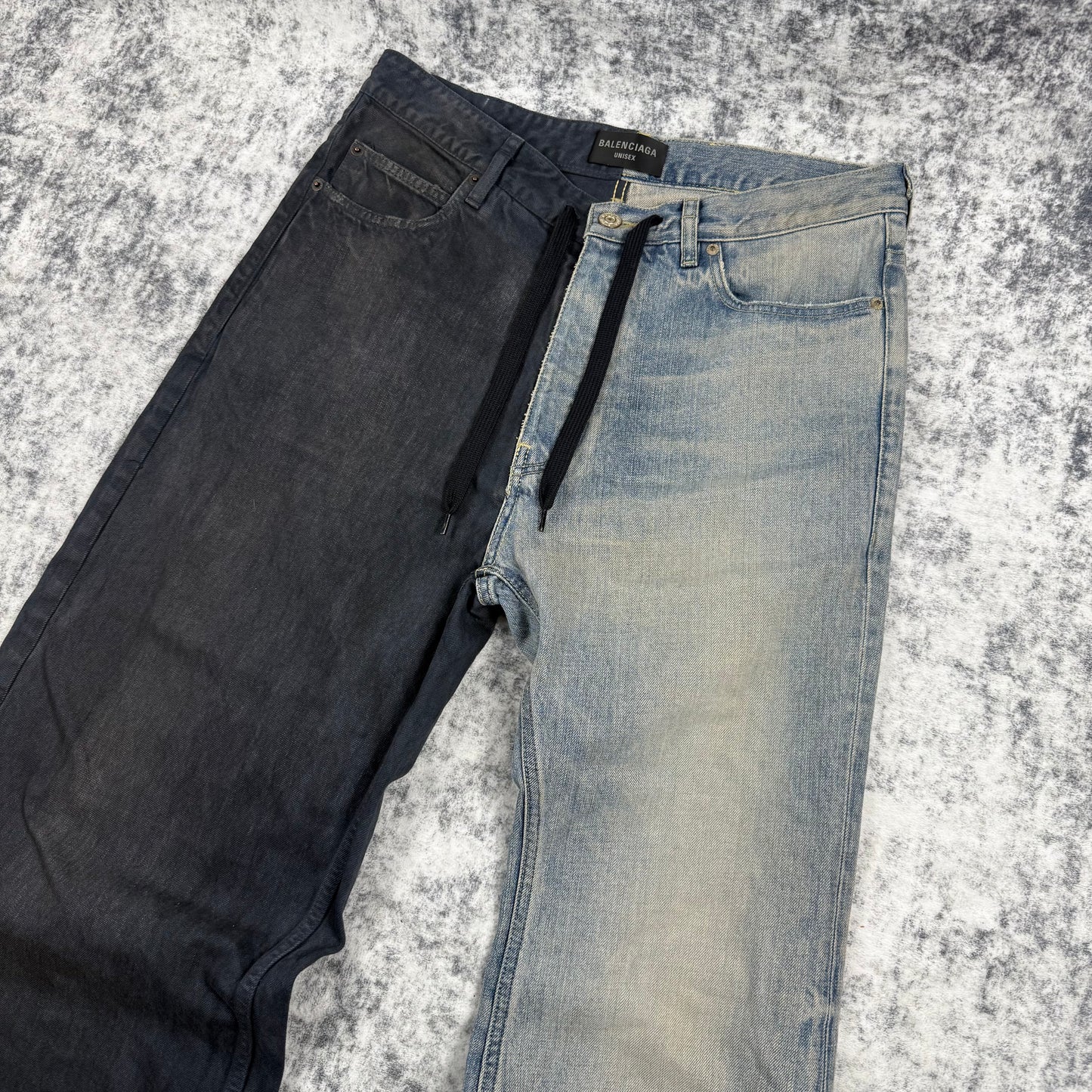 Balenciaga Fifty-Fifty Destroyed ‘Black/Blue’ Jeans