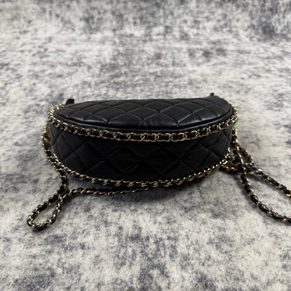 Chanel Black Quilted Lambskin Chain Hobo Bag