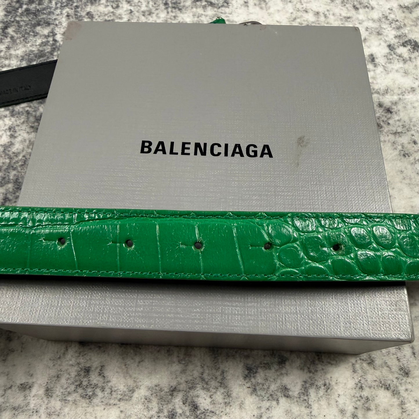 Balenciaga Croc Embossed BB Logo ‘Green’ Belt