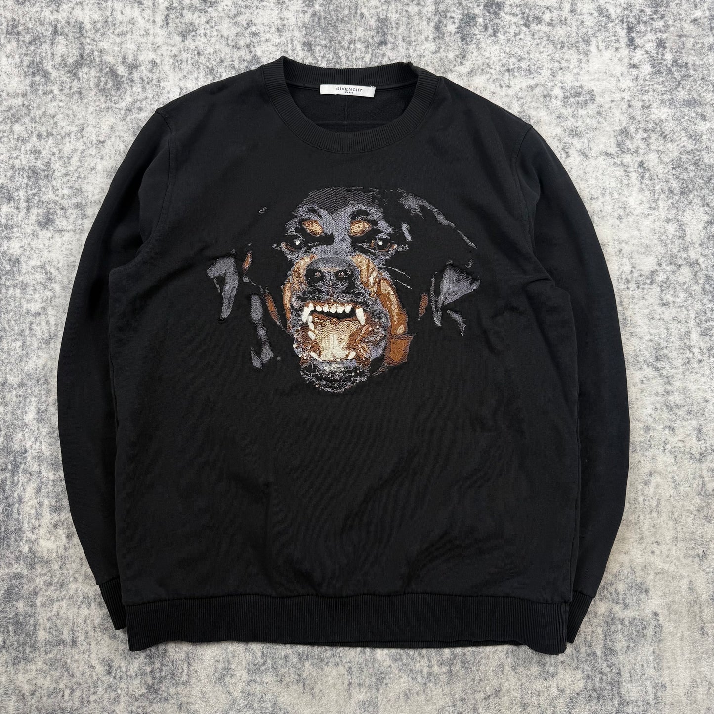 Givenchy FW15 Embroidered Rottweiler ʼBlack’ Distressed Sweatshirt