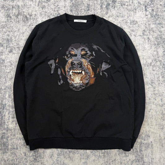 Givenchy FW15 Embroidered Rottweiler ʼBlack’ Distressed Sweatshirt