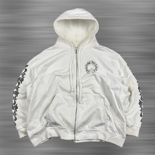 Chrome Hearts Horseshoe Floral ‘White’ Zip Up Hoodie