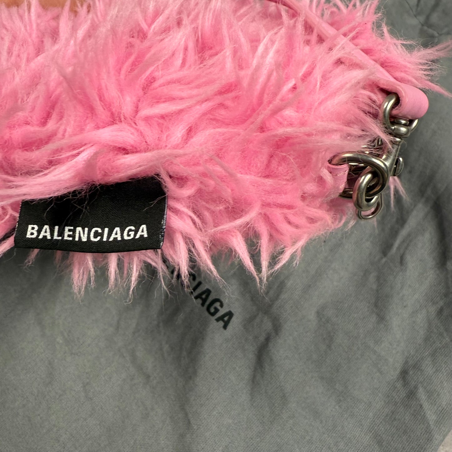 Balenciaga Faux Fur Heart Mini ‘Pink’ Crossbody Bag