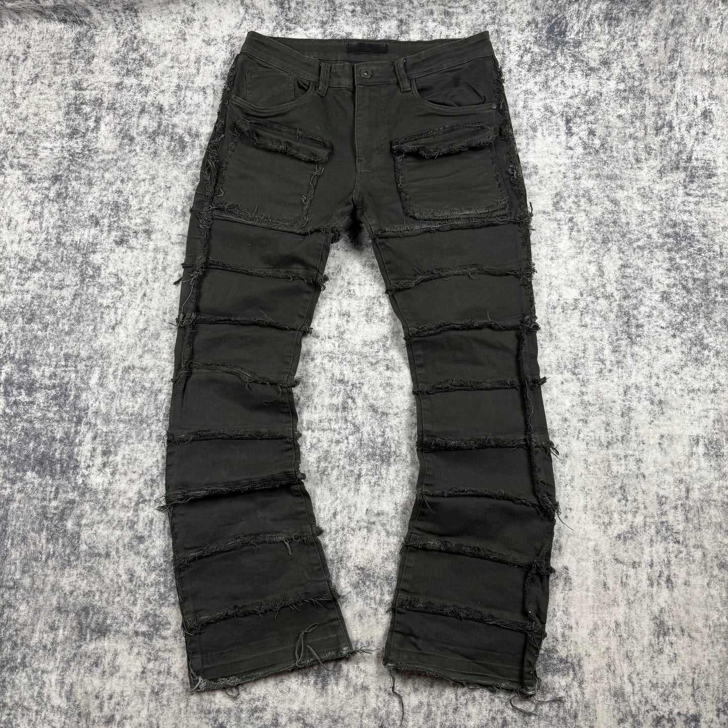 KDNK Distressed Flared ‘Green’ Jeans