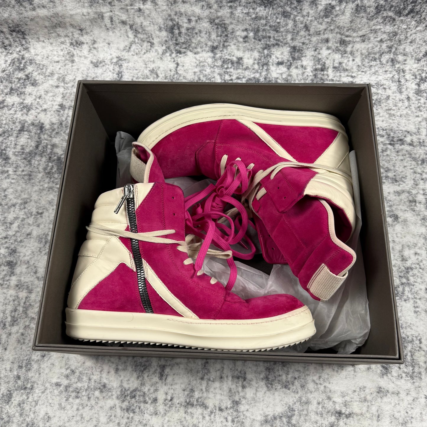 Rick Owens Pink Suede Geobaskets