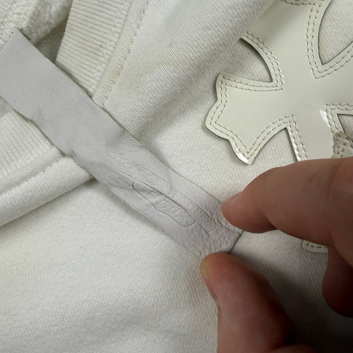 Chrome Hearts Leather Cross Patch ‘White’ Crewneck