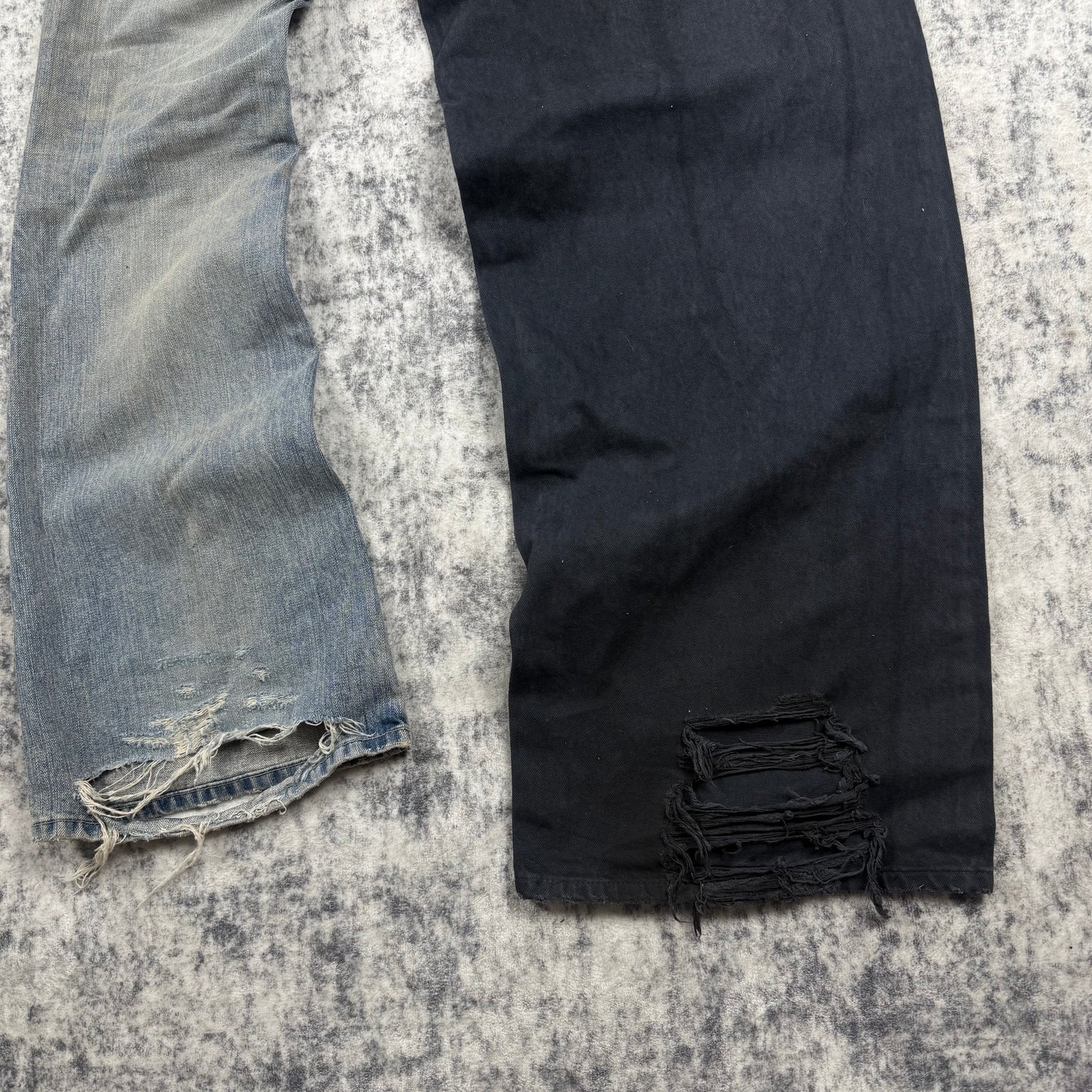 Balenciaga Fifty-Fifty Destroyed ‘Black/Blue’ Jeans