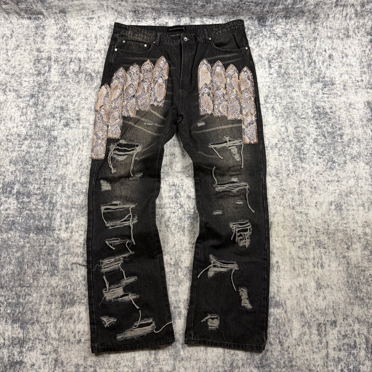Who Decides War Black Patch Arch Mocha Denim Jeans
