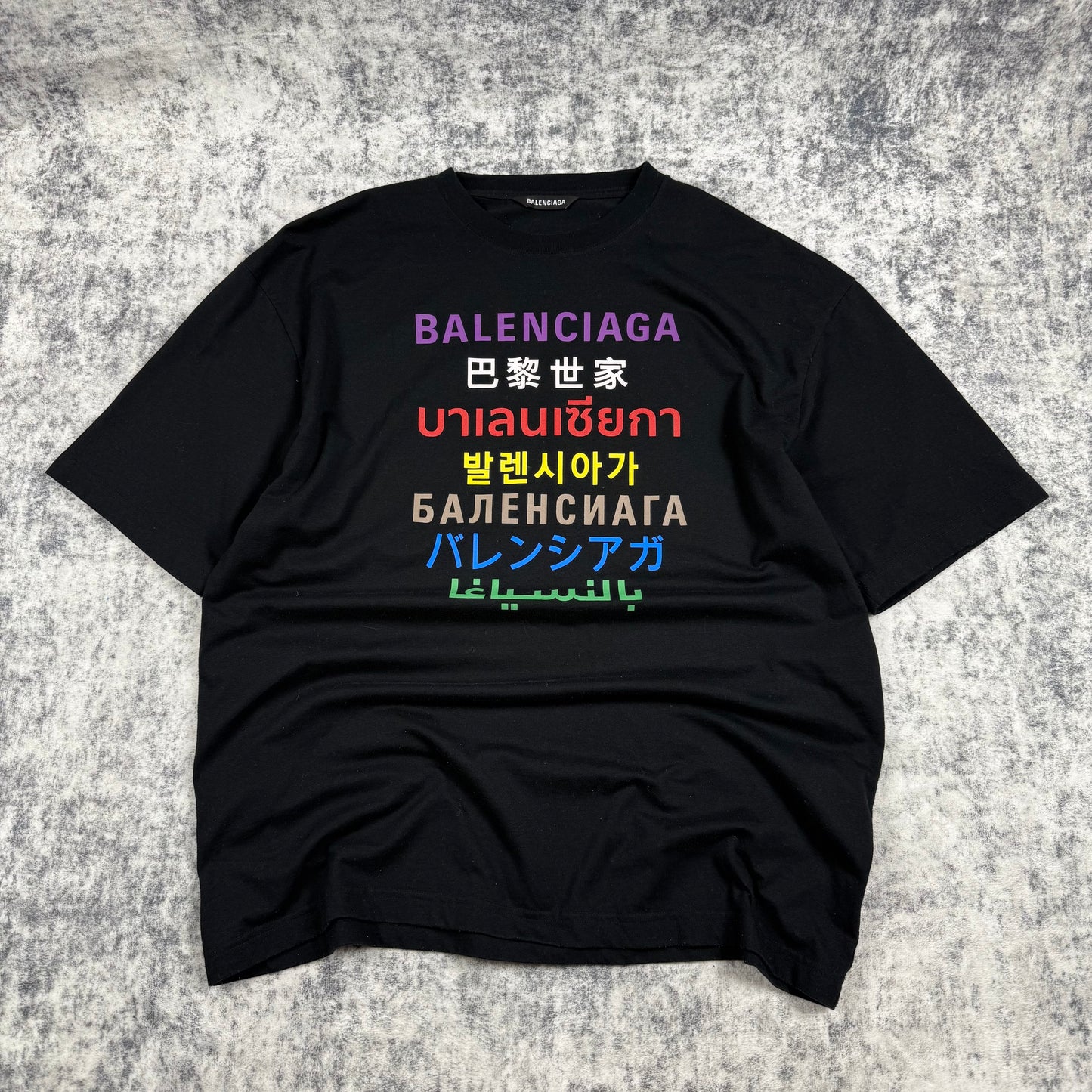 Balenciaga Languages Logo 'Black/Multicolor' T-Shirt