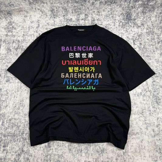 Balenciaga Languages Logo 'Black/Multicolor' T-Shirt