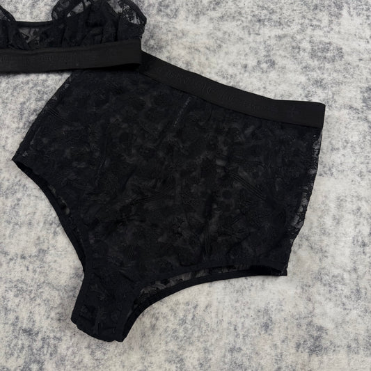 Chrome Hearts Lace Underwire Bra Lace and High-Waisted Brief