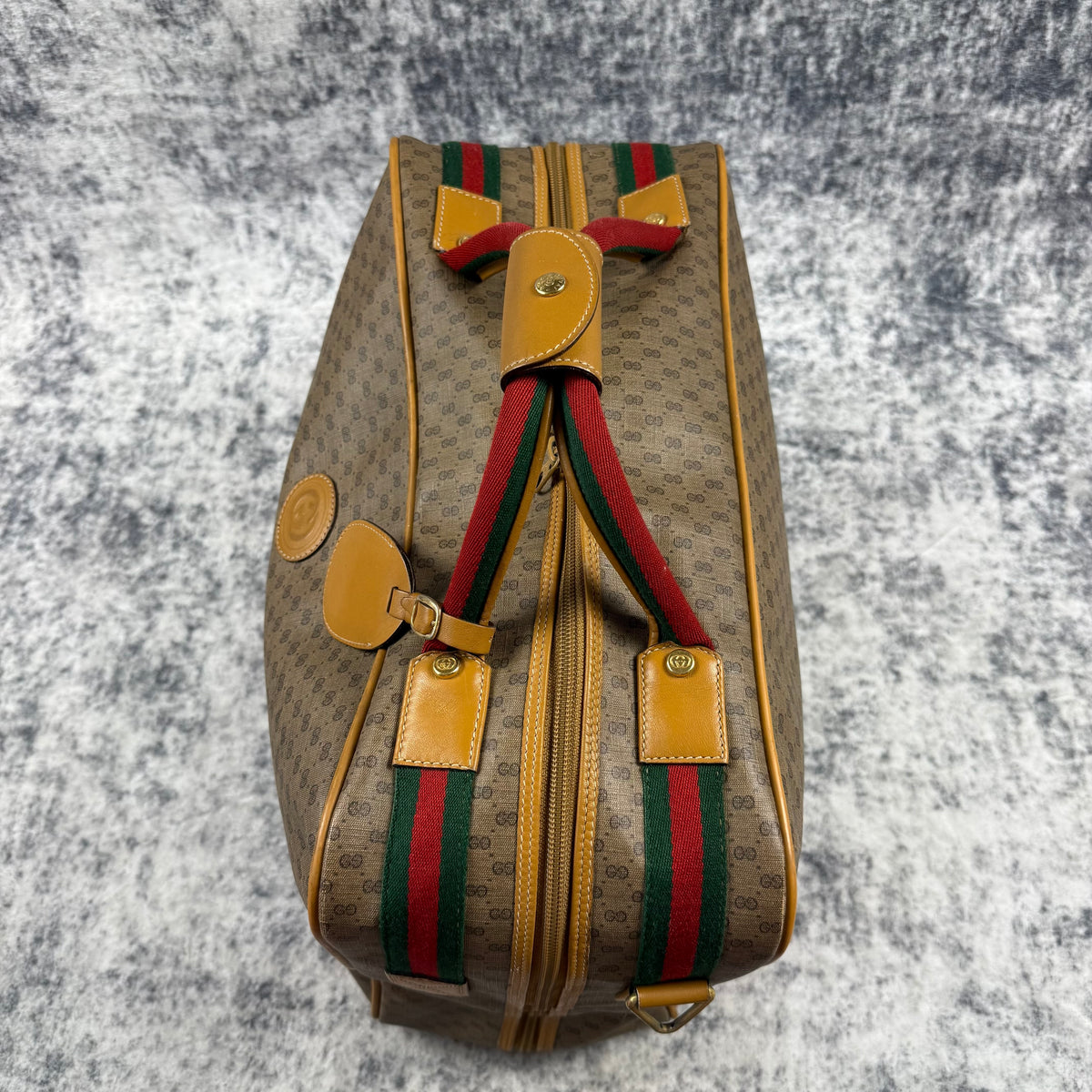 Gucci Vintage Micro GG Monogram Web Stripe Travel Suitcase