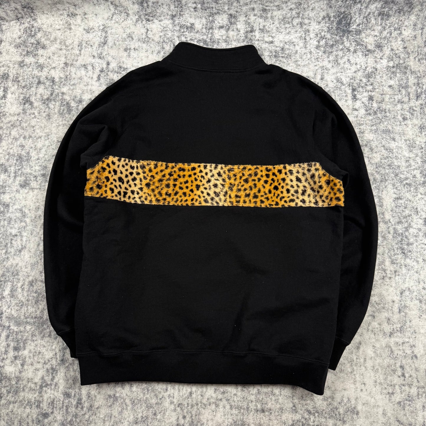 Supreme Leopard Panel Half ‘Black’ Zip Sweatshirt