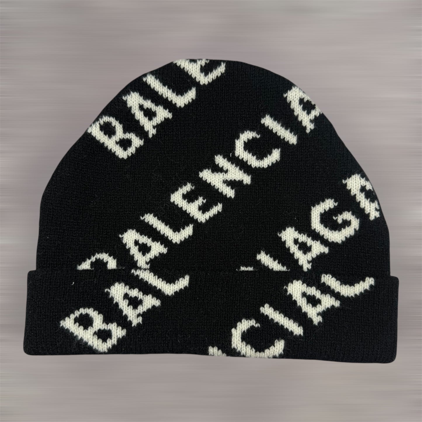 Balenciaga Monogram Logo Ribbed ‘Black’ Wool Beanie
