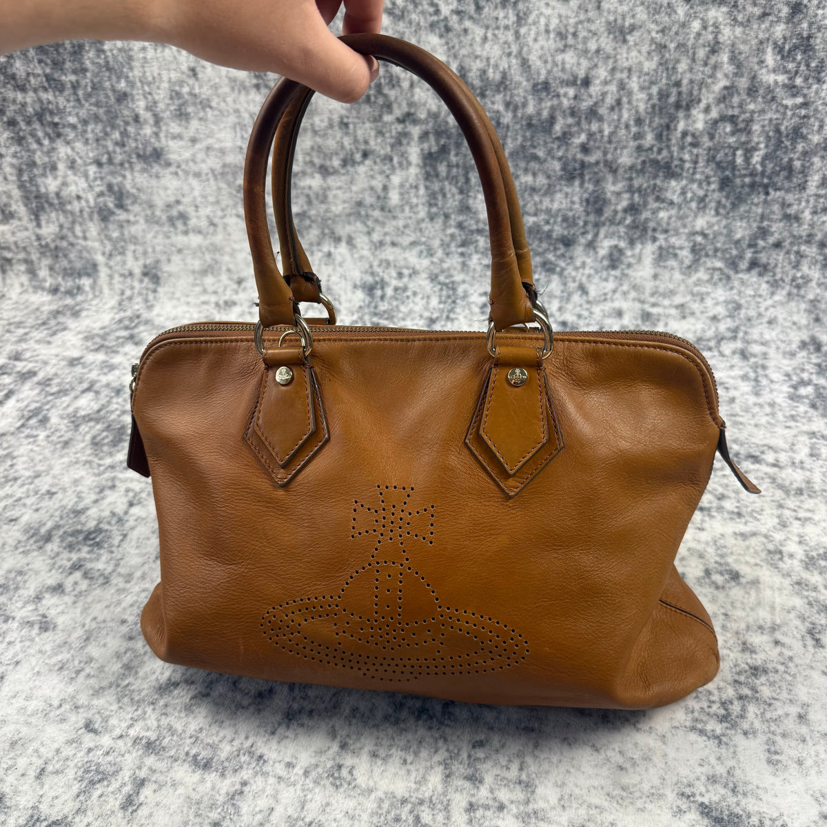 Vivienne Westwood Vintage Perforated Orb Leather Handbag
