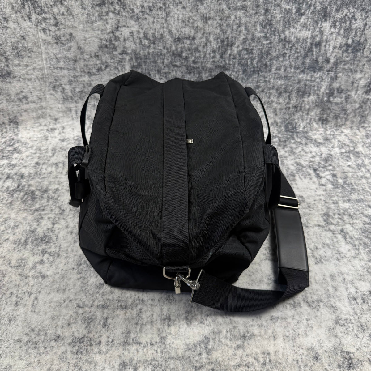 Helmut Lang 1990s Vintage Black Nylon Weekender Duffle Bag