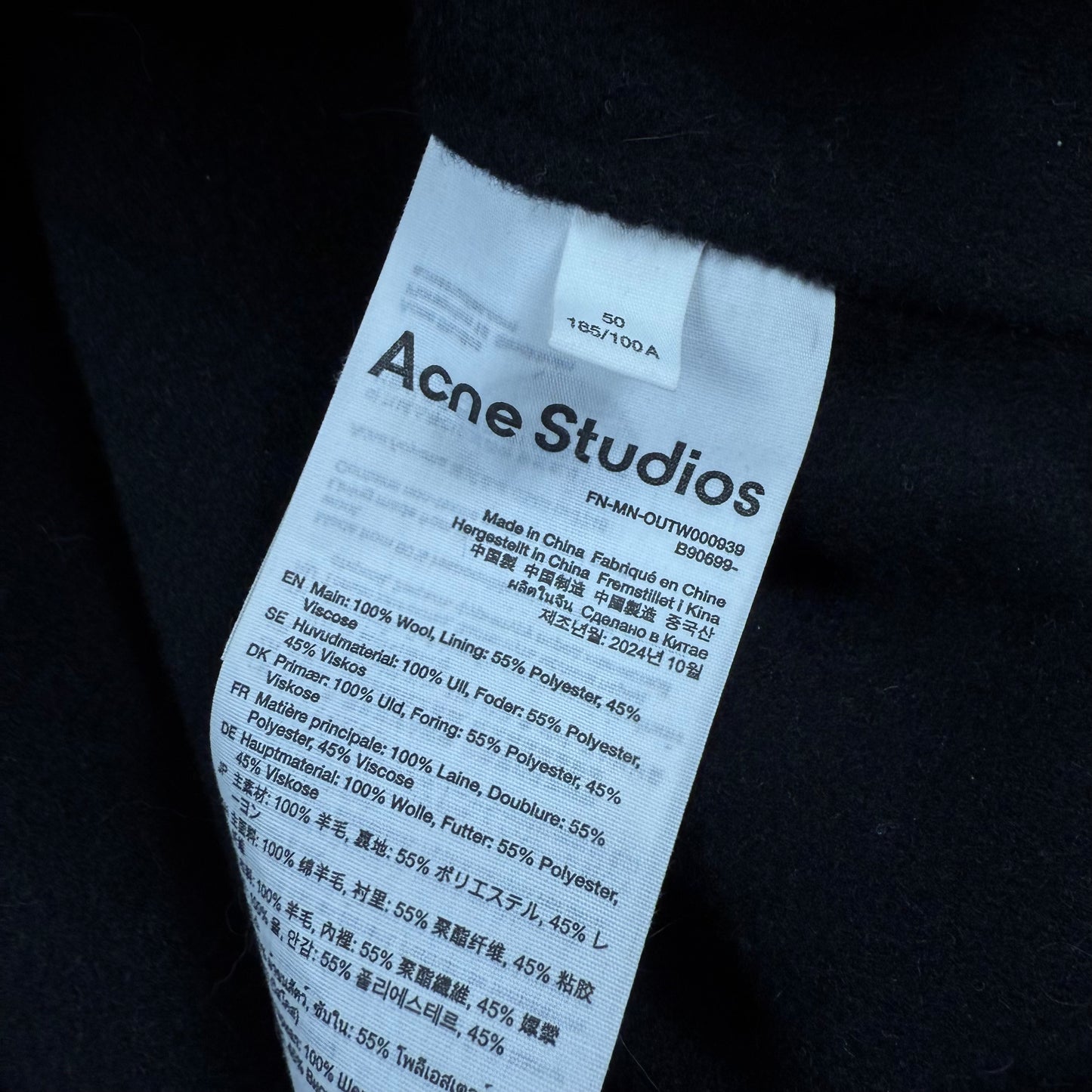 Acne Studios SS22 Doverio Wool ‘Black’ Cropped Jacket