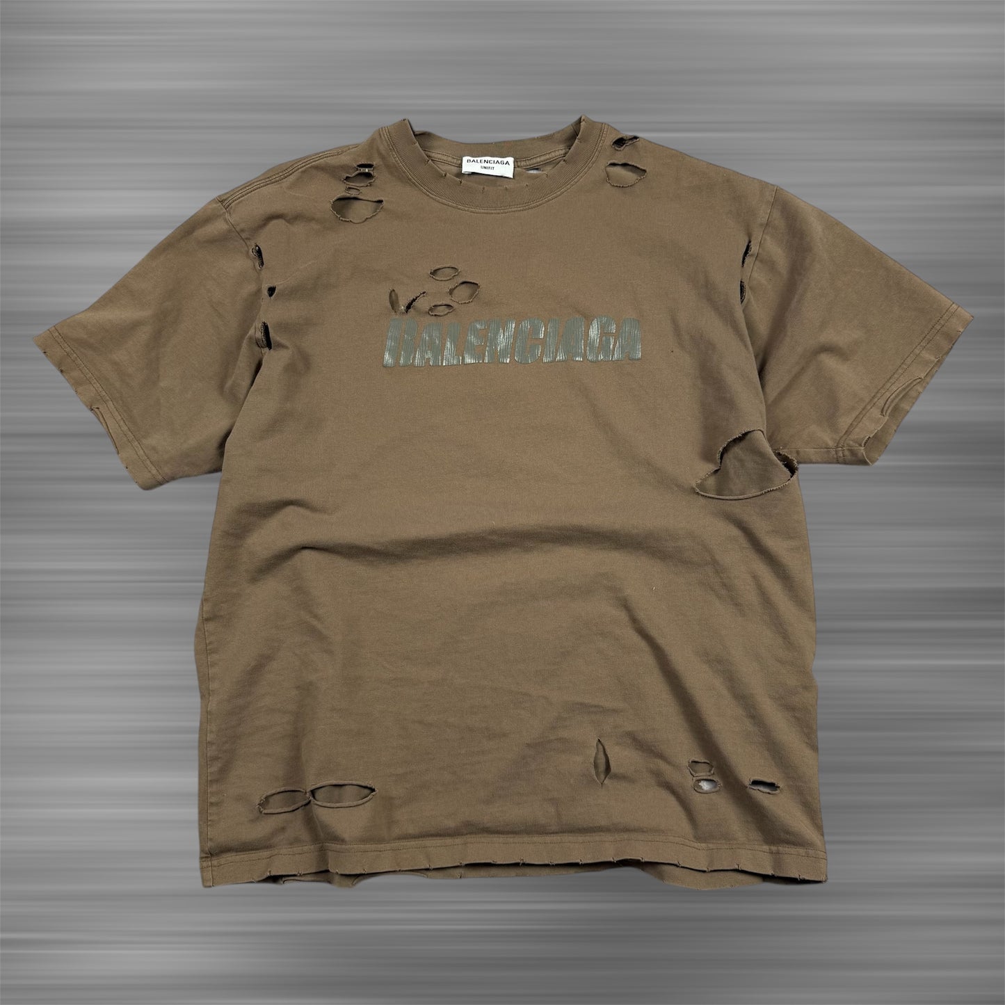 Balenciaga Distressed Logo Print ‘Brown’ T-Shirt