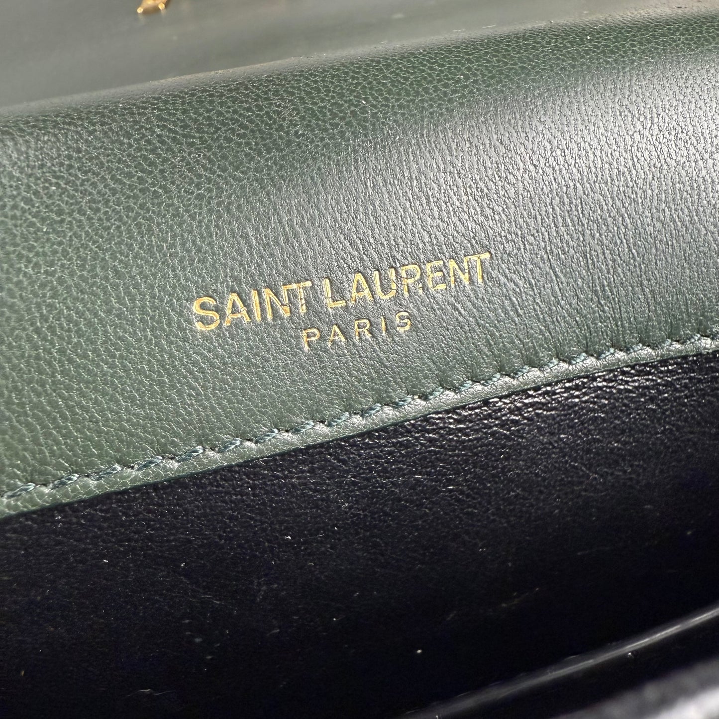 SAINT LAURENT 2018 Small Lambskin Vicky Chain ‘Green’ Crossbody Bag